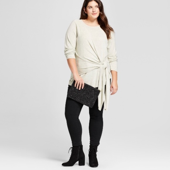 🔥🔥Tie Front Sweater - Light Gray - Picture 2 of 3